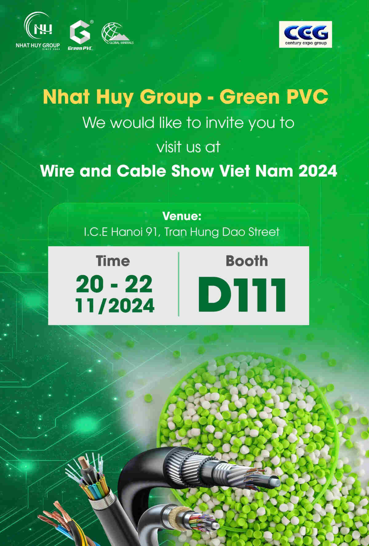 Green PVC Showcases - Wire and Cable Show 2024